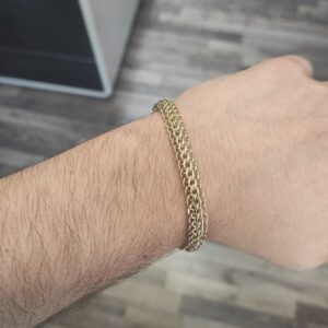 18 Kt Yellow Gold Foxtail Chain Handmade Men's Bracelet 30 Gms