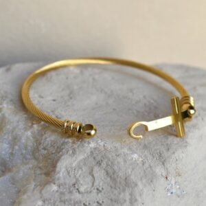 18 Kt Genuine Yellow Gold Cross Religious Women's Bracelet Bangle 25g