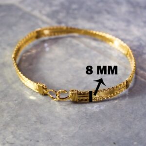 18 Kt Yellow Gold Wirewrapped X Design Women's Bracelet Bangle 25 Gms