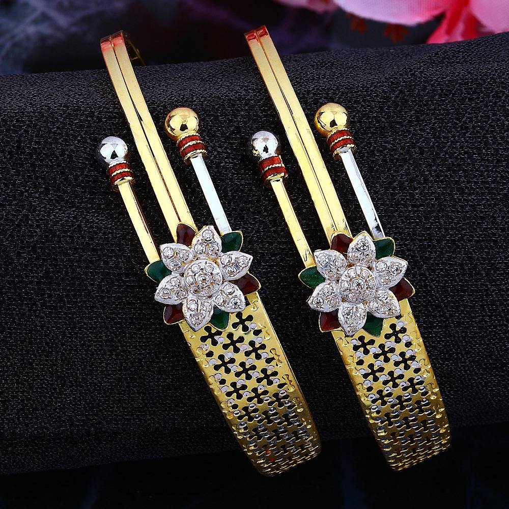 916 Gold Fancy Ball Pipe Copper Kadli Bangle HJ-5838