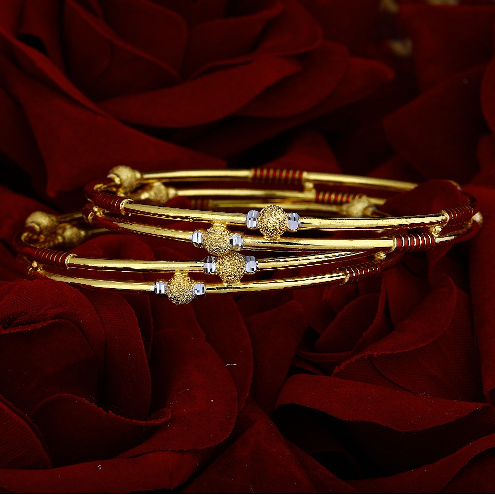 916 Gold Antique Ball Pipe Copper Bangle HJ-5854