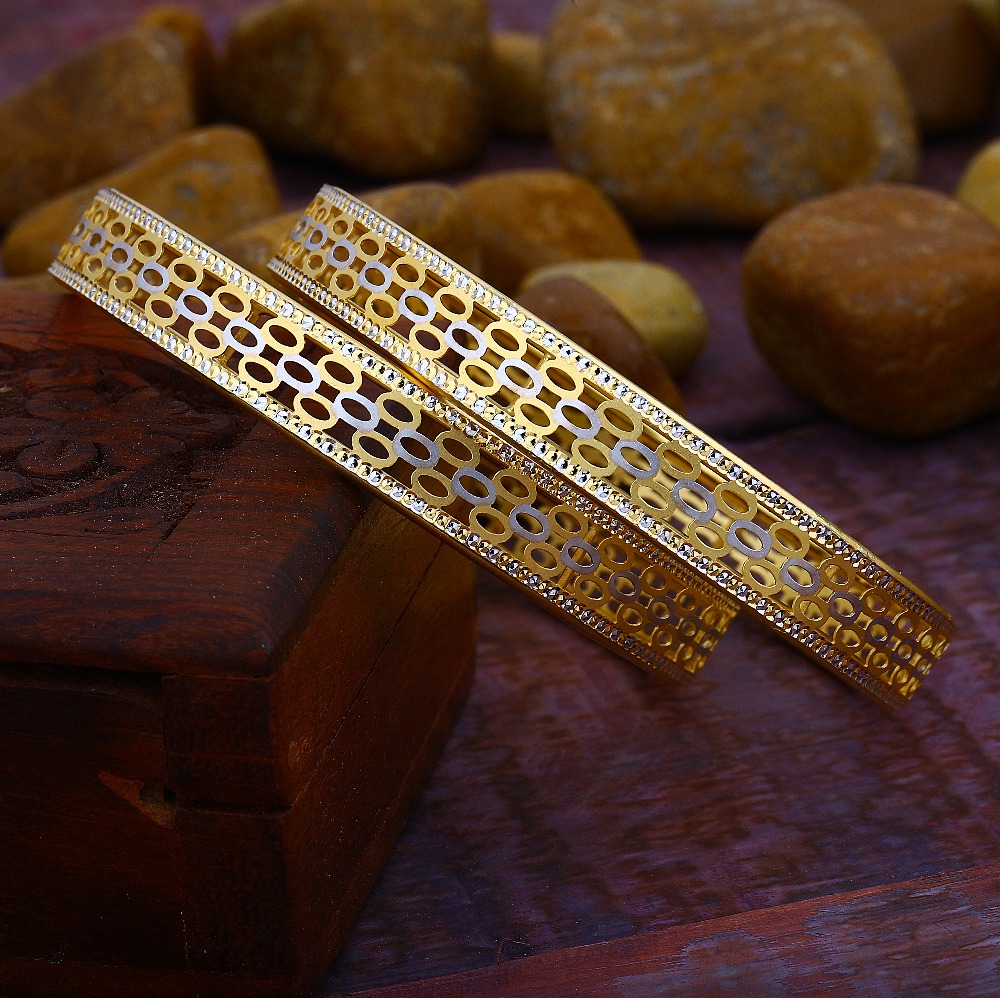 916 Gold Modern Double Pipe Copper Bangle HJ-5823