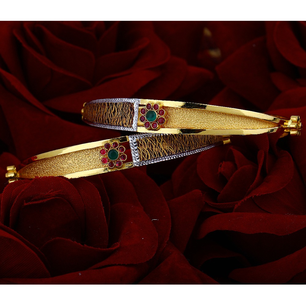 916 Gold Designer Colorstone Copper Kadali Bangle HJ-5860