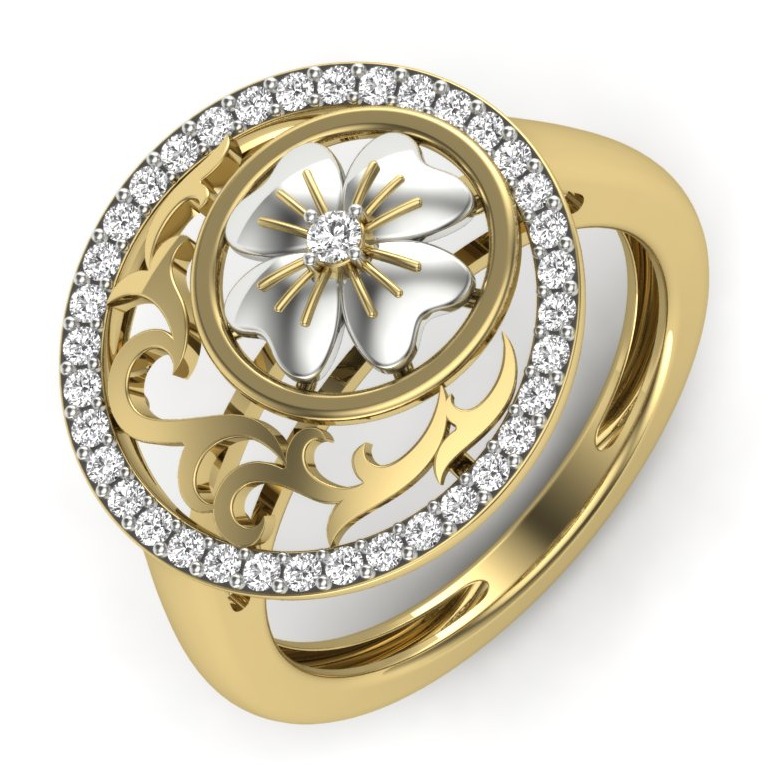18KT Gold Simi Designer Diamonds Ring