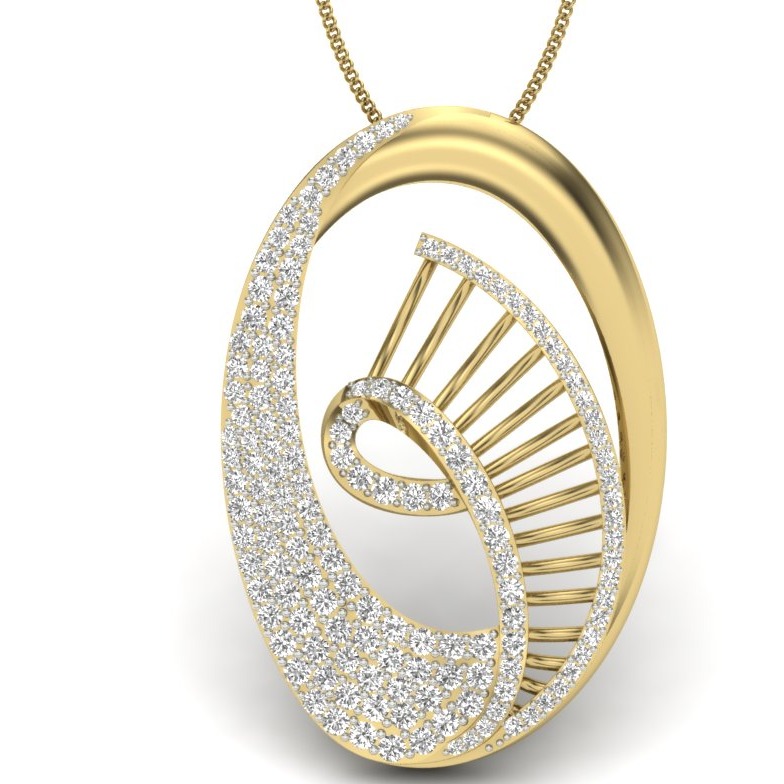 18K Yellow Gold Linia Diamond Pendant