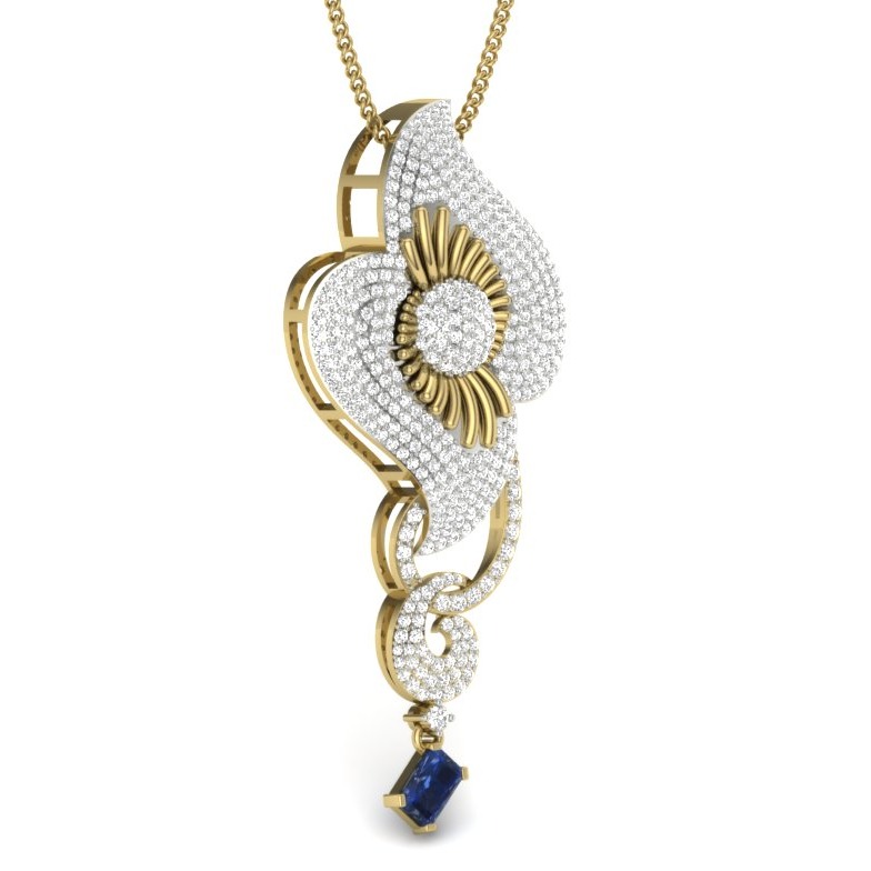 18K Yellow Gold Juli Designer Diamond Pendant