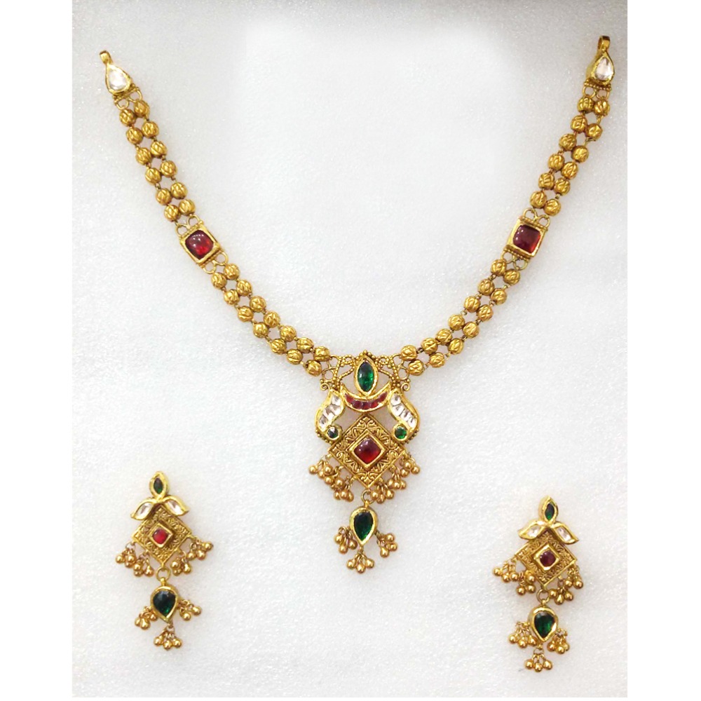 22KT Colorful Bridal Necklace Set-006