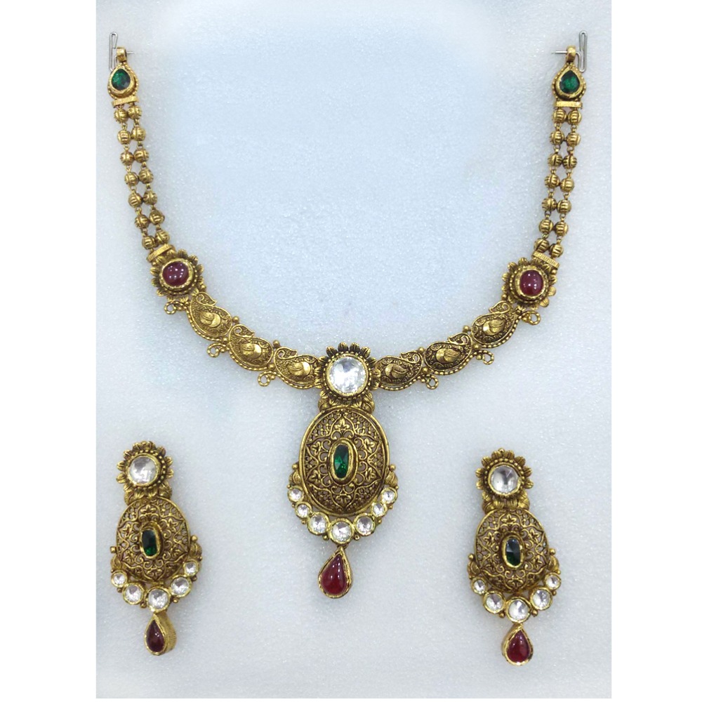 916 Gold Indian Bridal Necklace Set-013