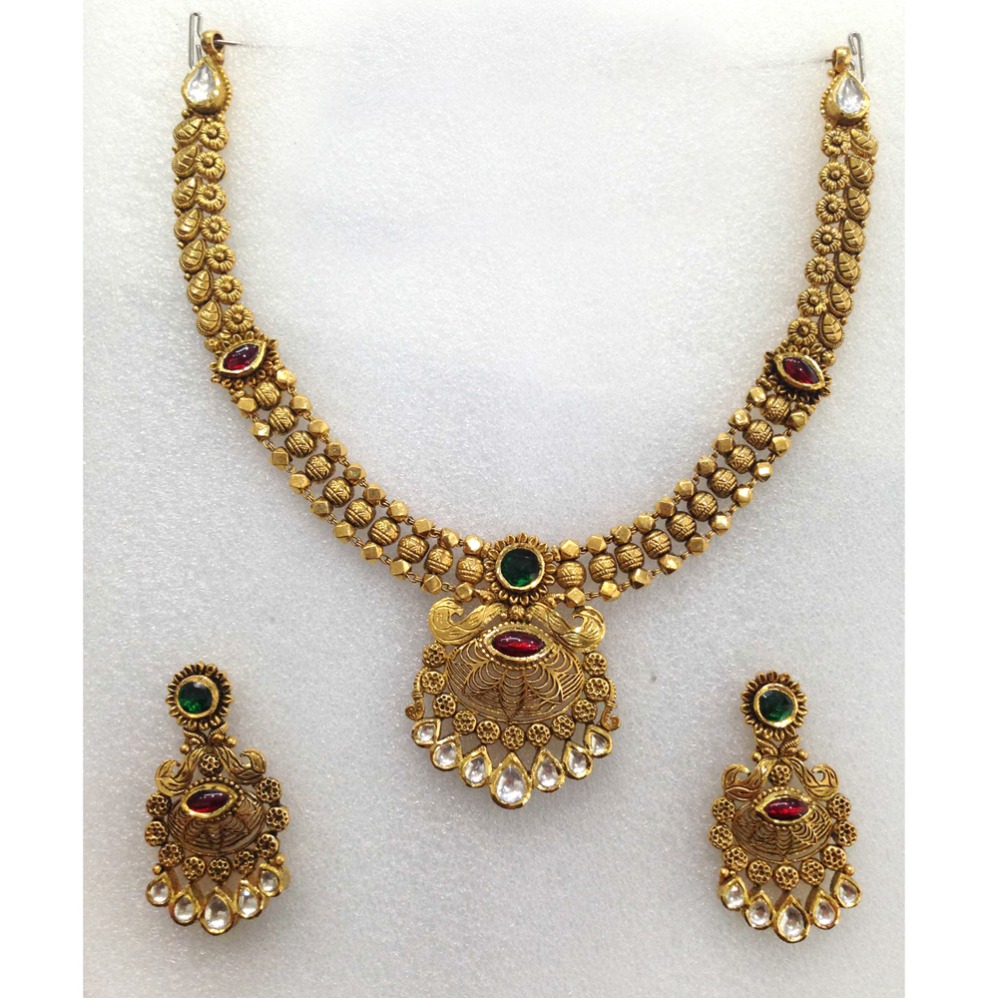 916 Gold Designer Wedding Necklace Set-007