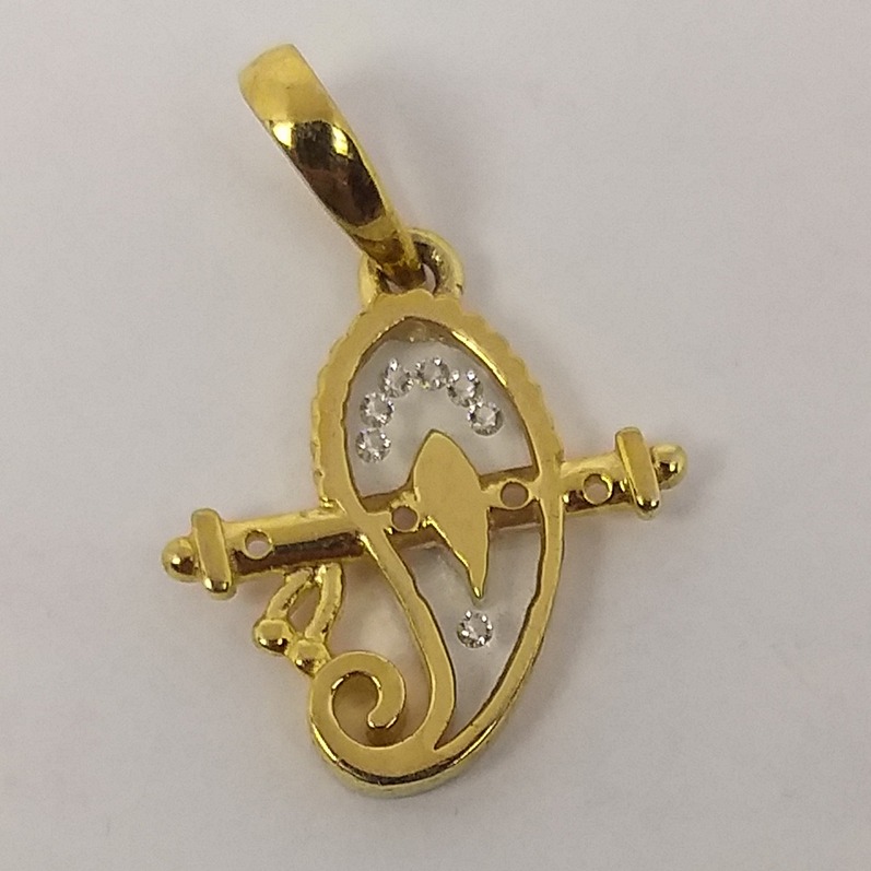 18KT Gold Real Diamond Setting Glass Ganesha Pendant