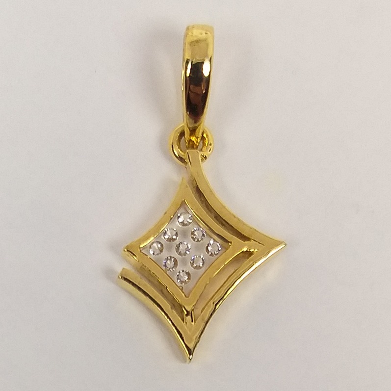 18KT Gold Real Diamond Setting In Glass Designer Pendant
