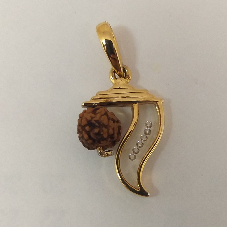 18KT Gold Real Diamond Setting Beaded Glass Pendant