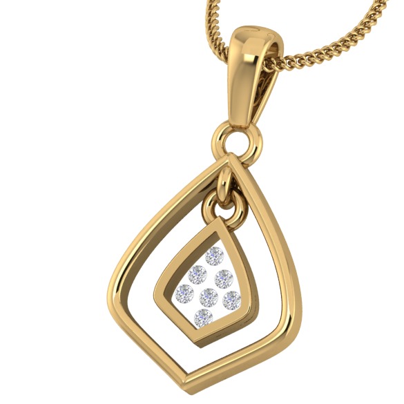 18KT Gold Real Diamond Setting In Glass Attractive Pendant - Image 2