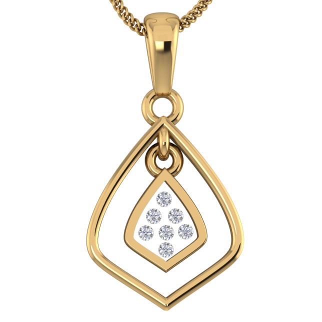18KT Gold Real Diamond Setting In Glass Attractive Pendant