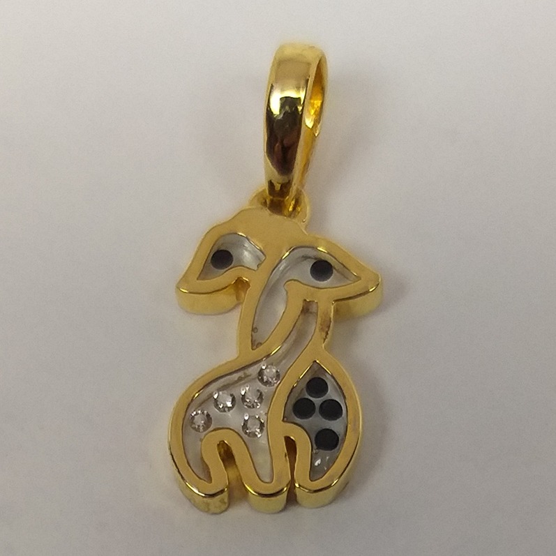 18KT Gold Real Diamond Setting In Glass Kids Pendant