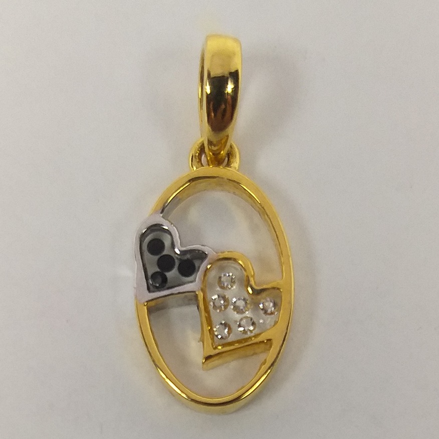 18KT Gold Real Diamond Setting In Glass Heart Pendant