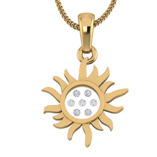 18kt gold real diamond setting in glass surya pendant