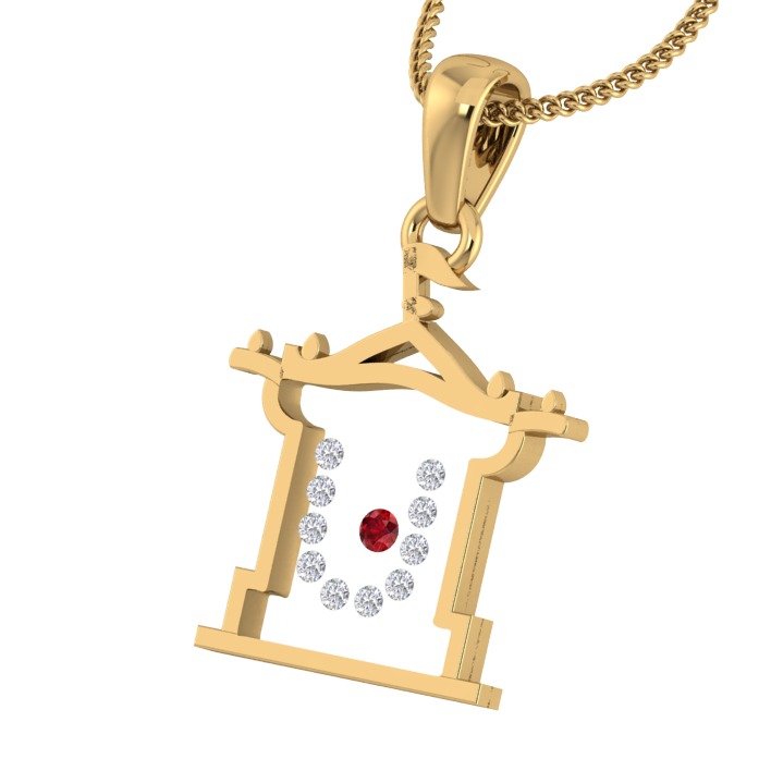18KT Gold Real Diamond Setting In Glass Religious Pendant - Image 2