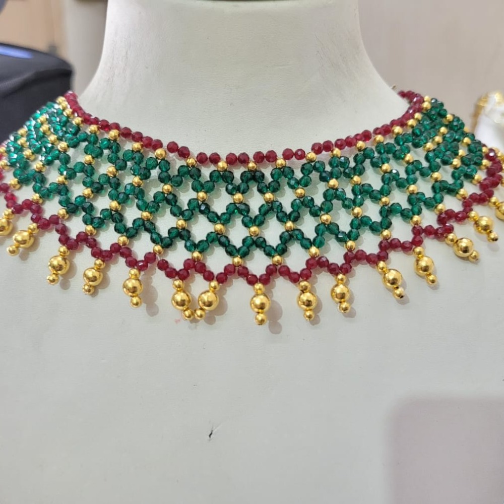 916 gold designer colorful necklace set