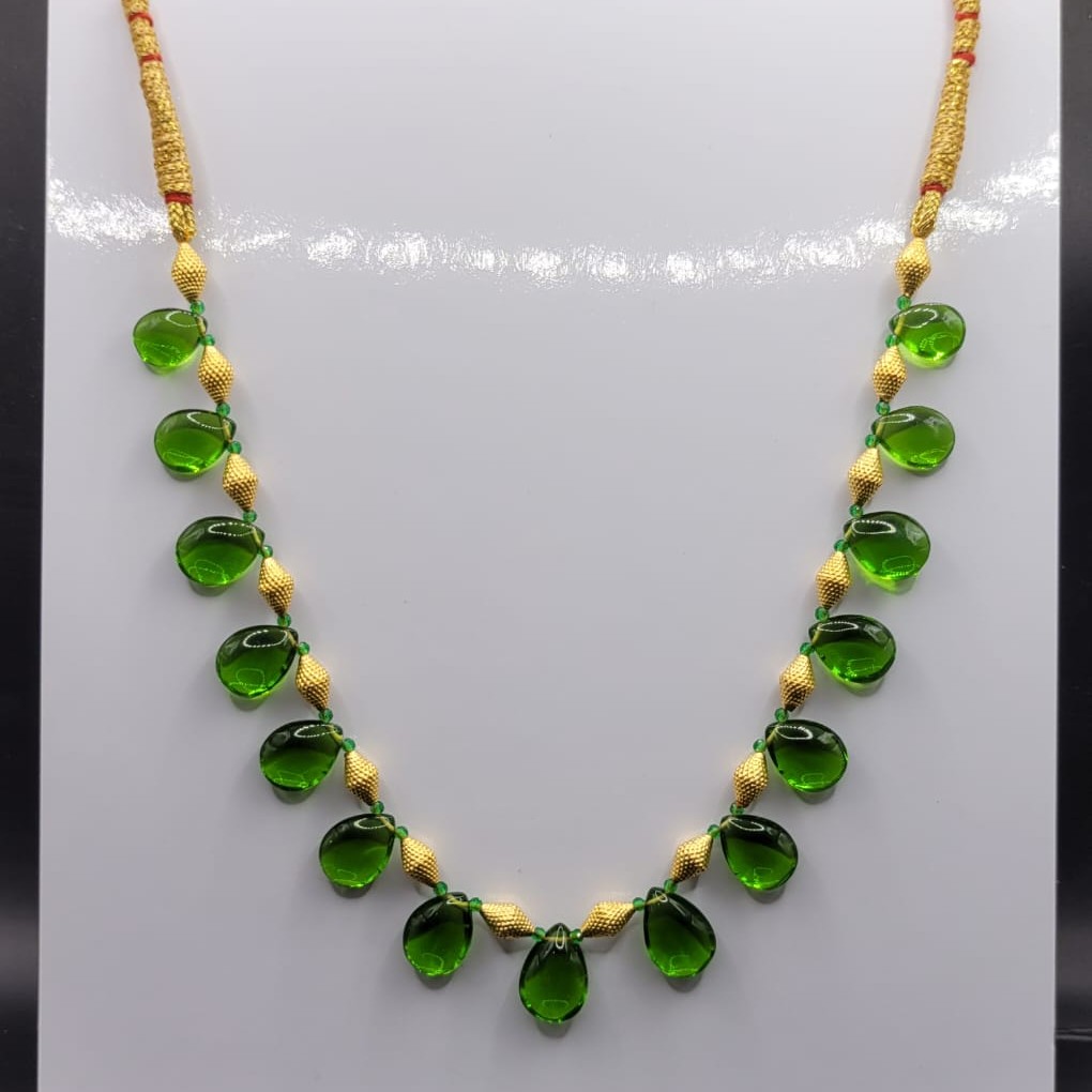 22K Gold Green Stone Necklace