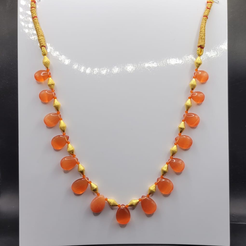 22K Gold Orange Colorstone Necklace