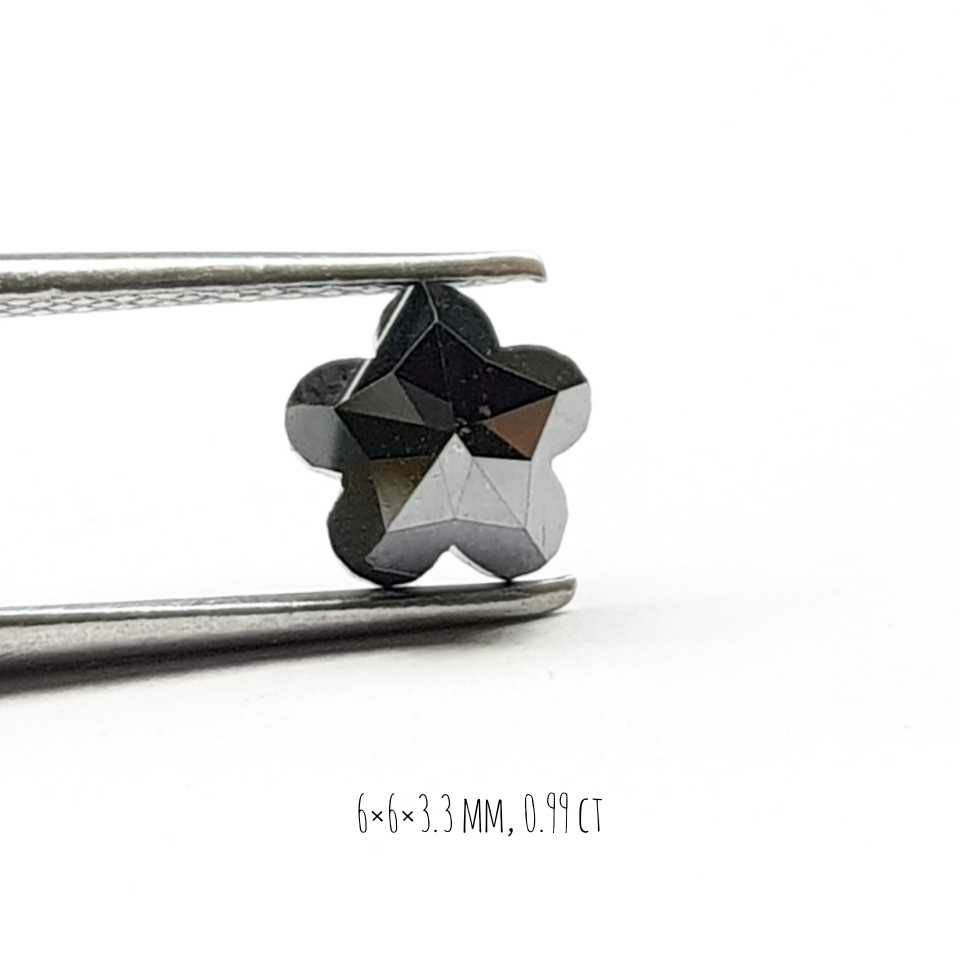 0.99 Carat Natural Diamond Flower Shape Black Color Natural Loose Diamond