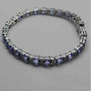 925 Sterling Silver Tennis Bracelet Studs With Tanzanite