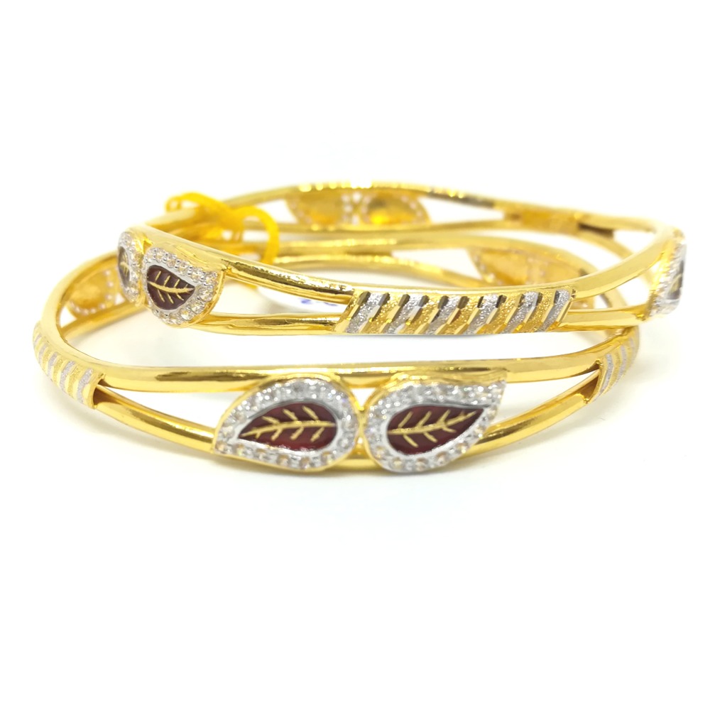 916 gold  2 piece leaf design bangle