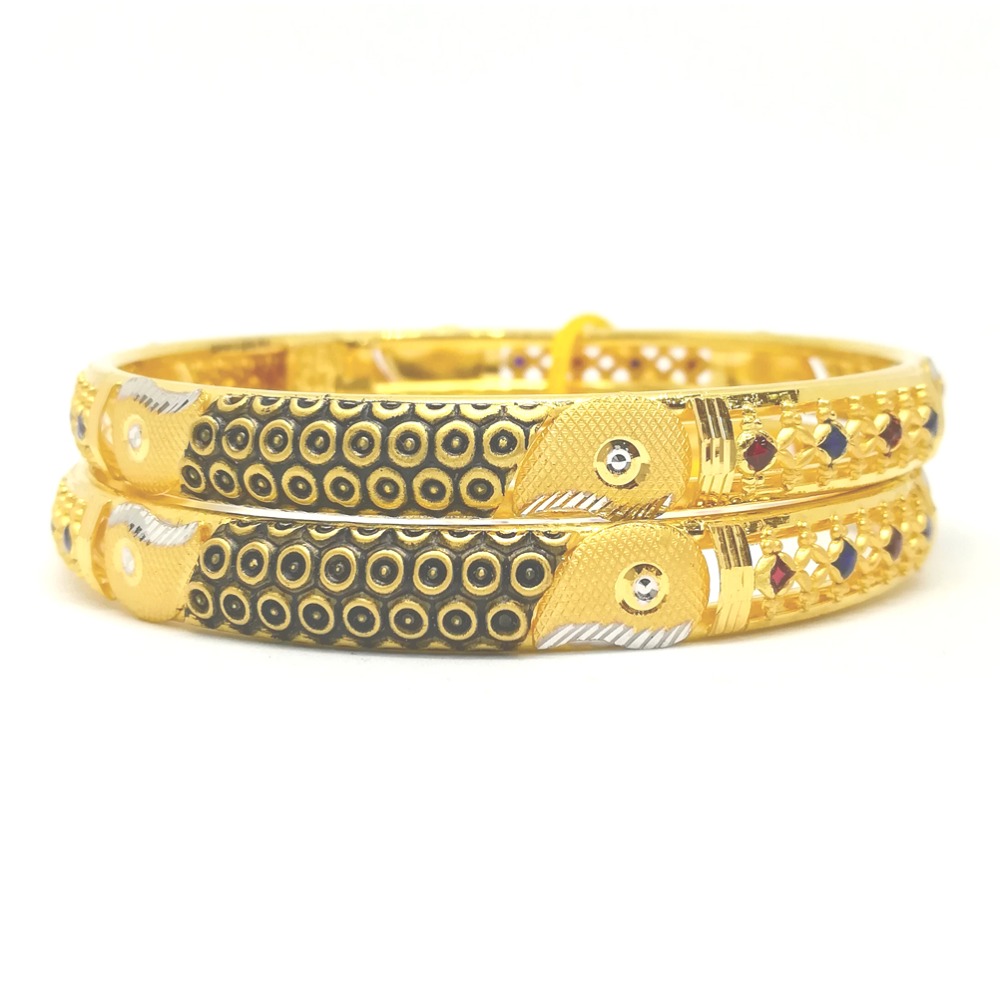 22KT Gold Fancy Machine Cut Bangle - Image 2