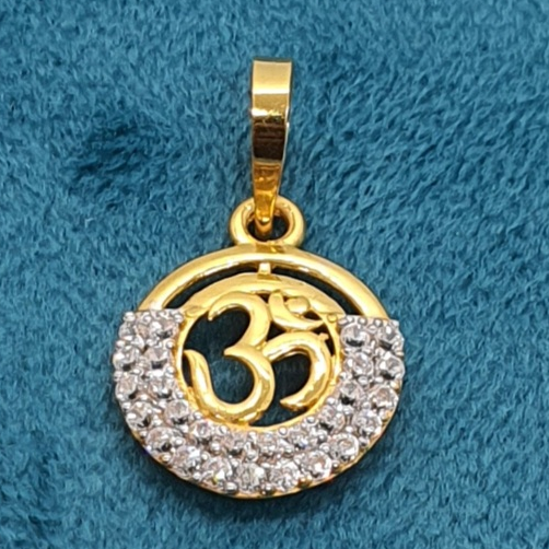 Gold 18.k Om Design Diamond Pendant - Image 2