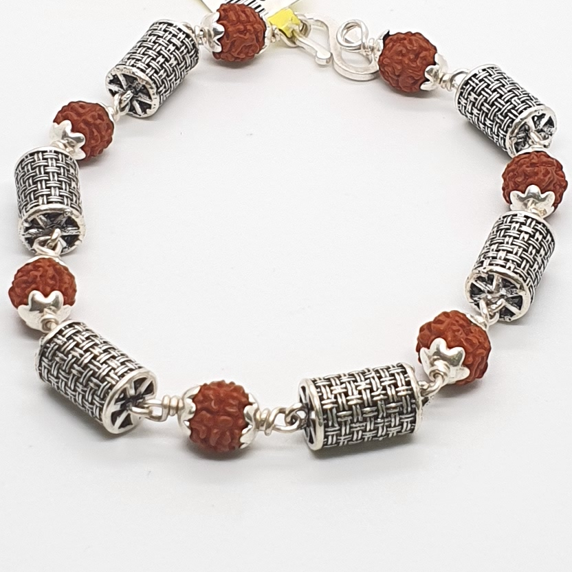 Silver Antique Rudraksh Gents Bracelet