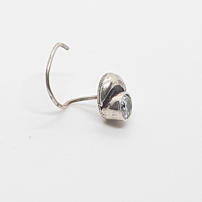 Silver 92.5 White Diamond Fancy Nosepin - Image 2