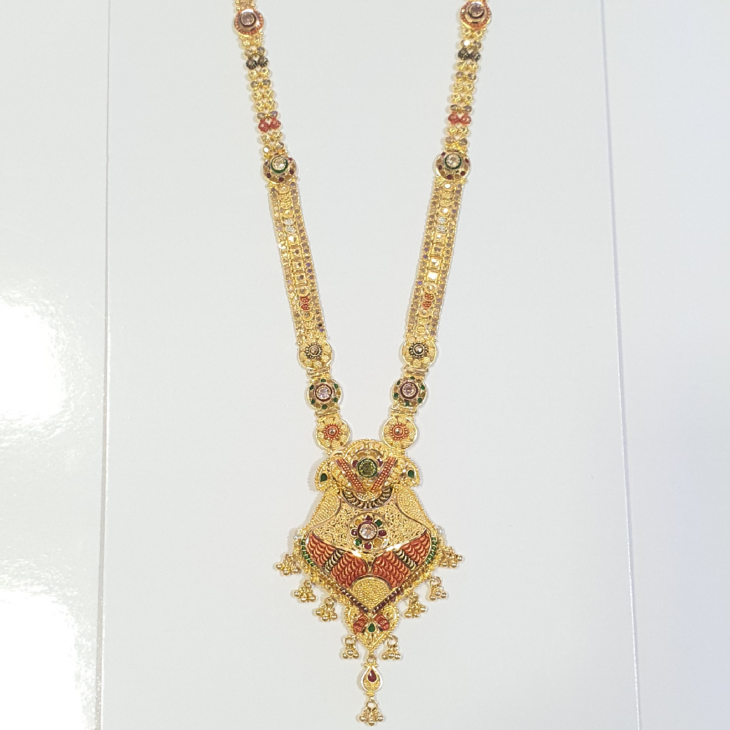 22.k gold kalkatti long necklace set