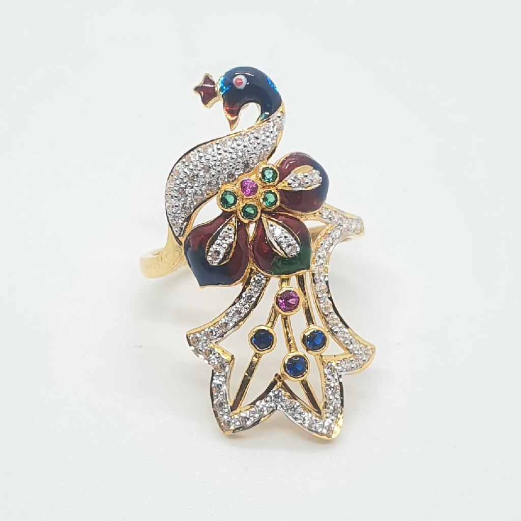 Gold 22.k Peacock Design Ladies Ring