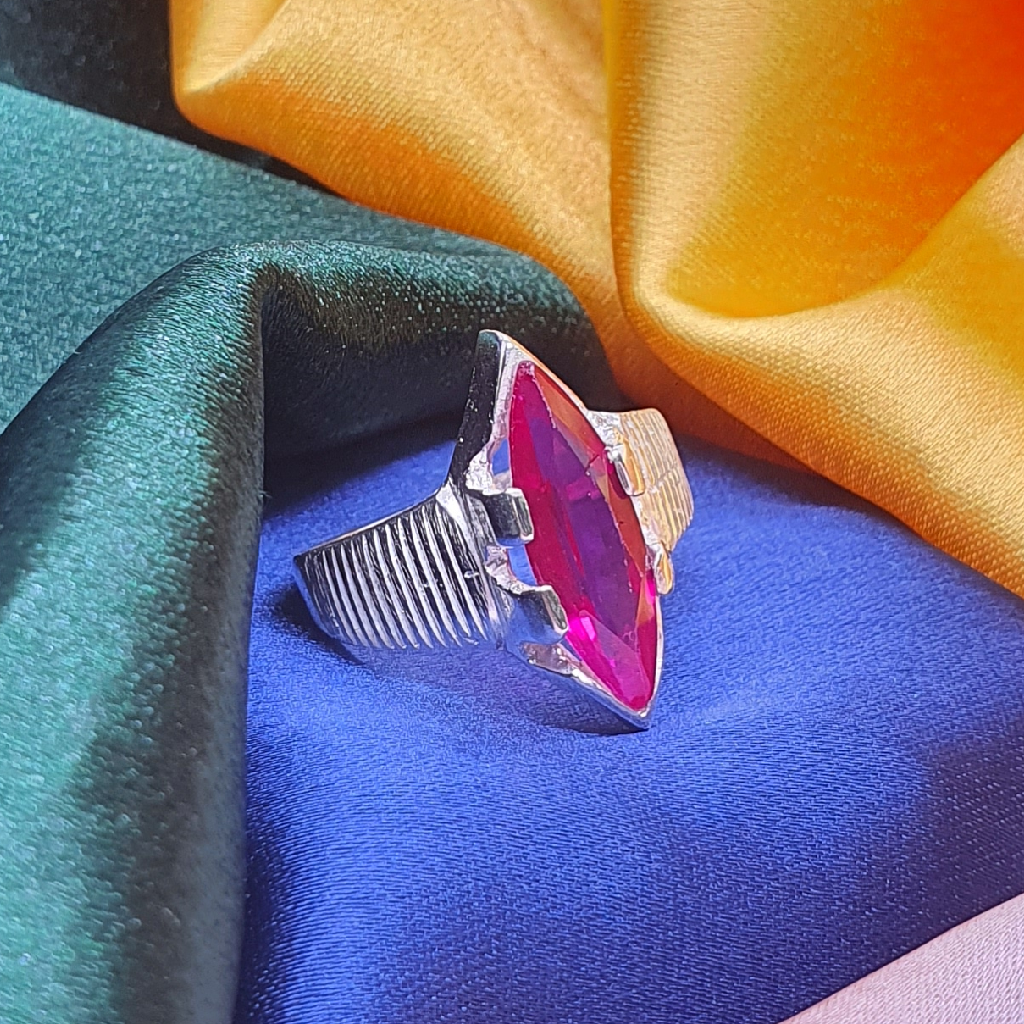 Silver Manik Stone Ladies Ring - Image 2