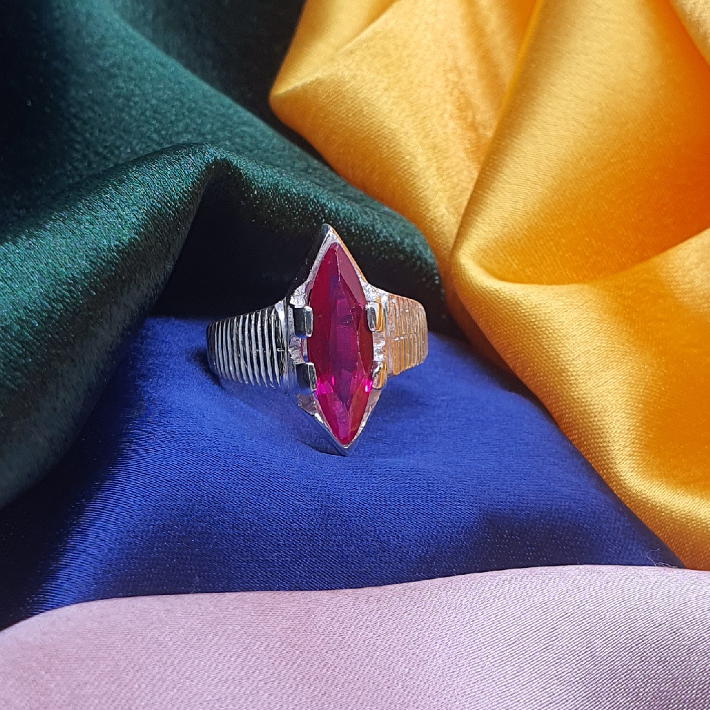 Silver Manik Stone Ladies Ring