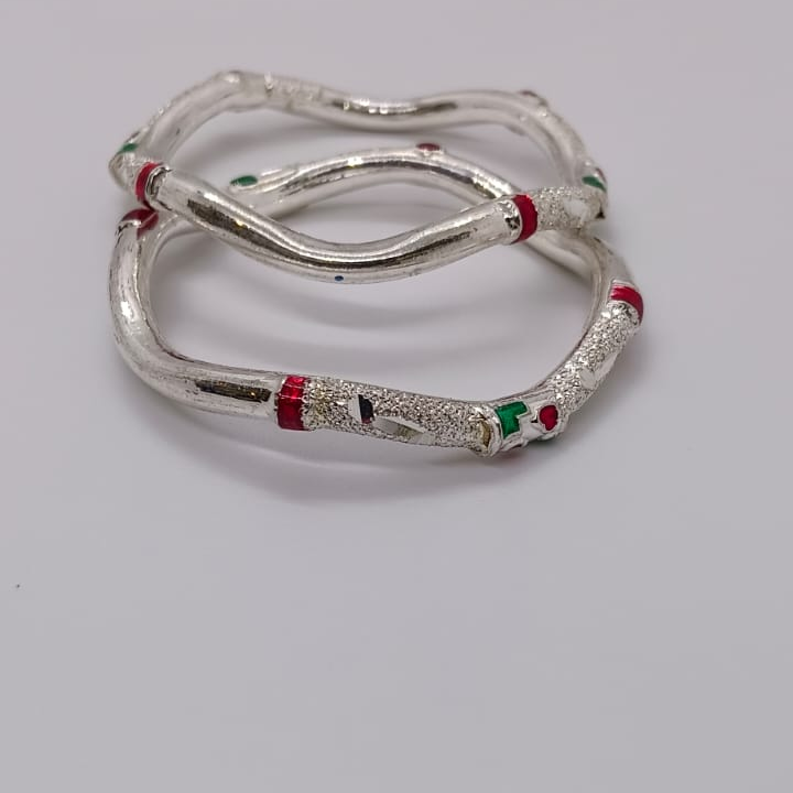 Silver Zik Zek Design Bachha Kadli
