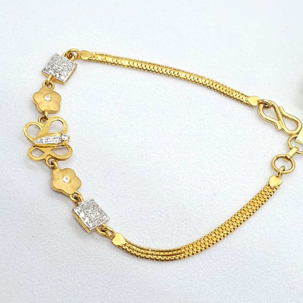 Gold 91.6 Butterfly Design Ladies Bracelet