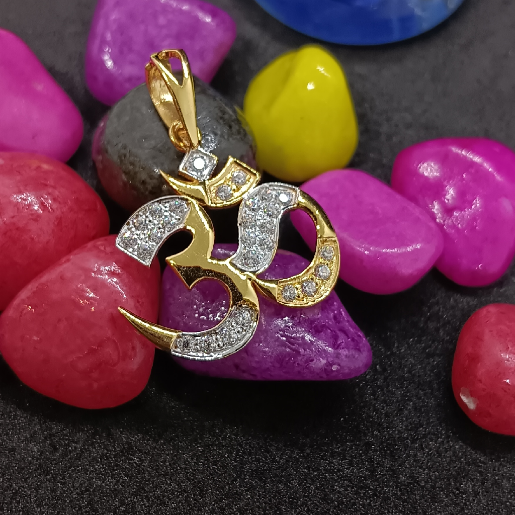 Gold 22k diamond om pendant