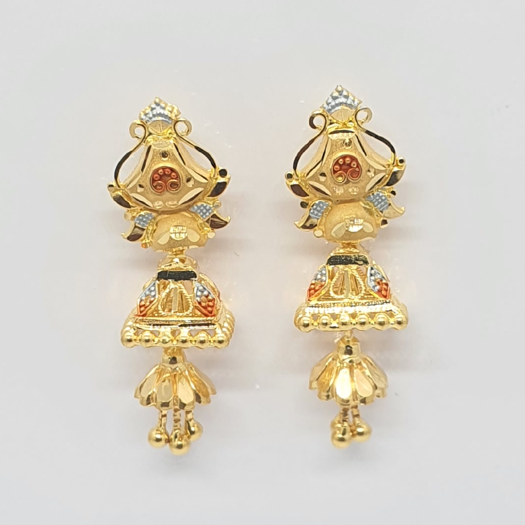 Gold 91.6 Fancy Kalkati Jumar Earrings