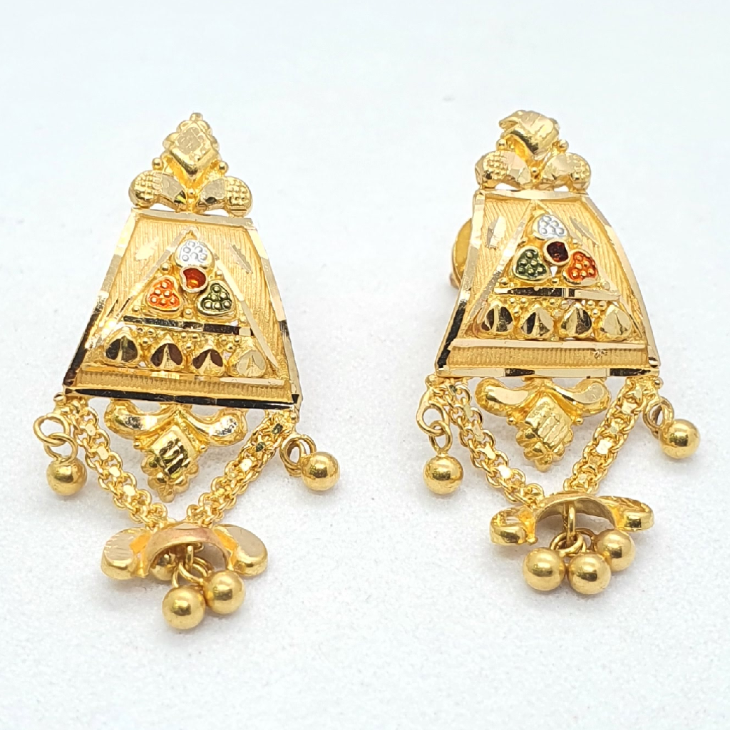 Gold 22.k Fancy Kalkati Design Earrings