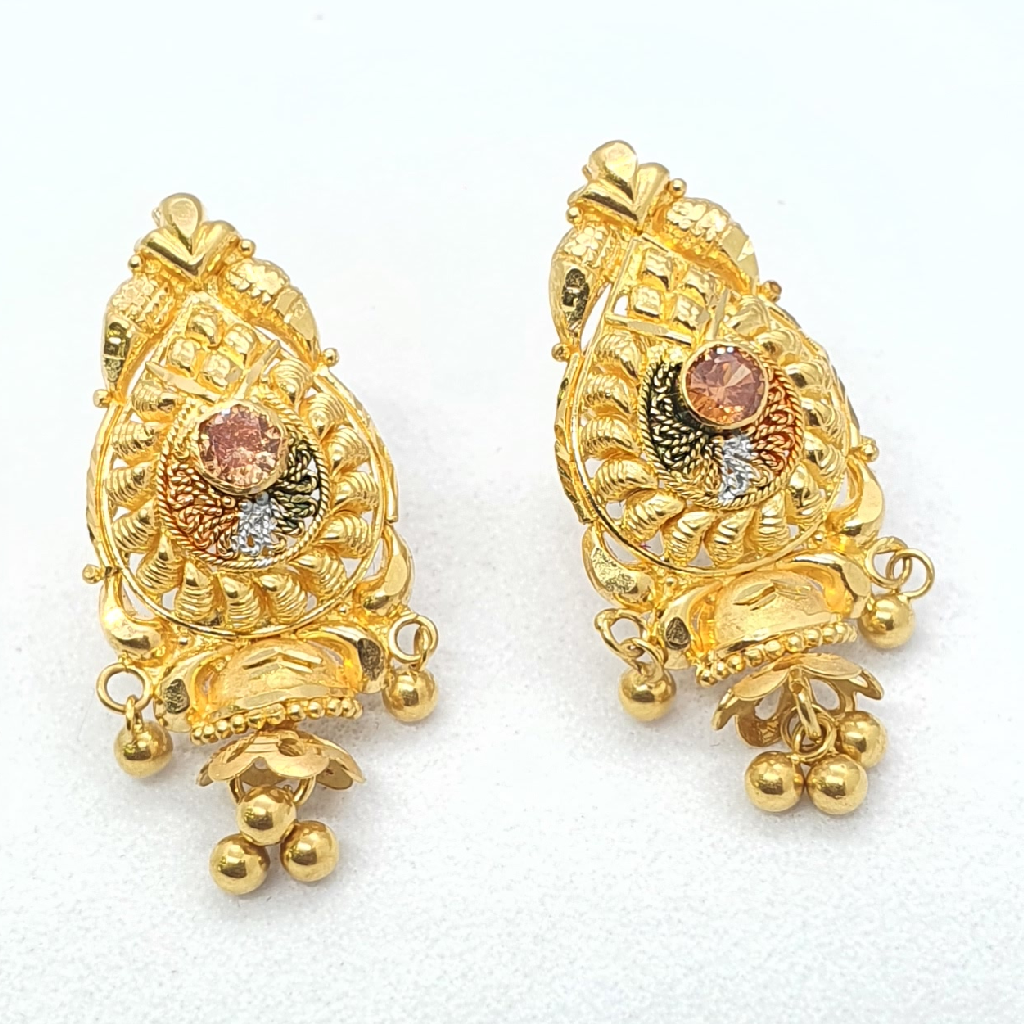 Gold 91.6 Kalkati Design Ladies Fancy Earrings