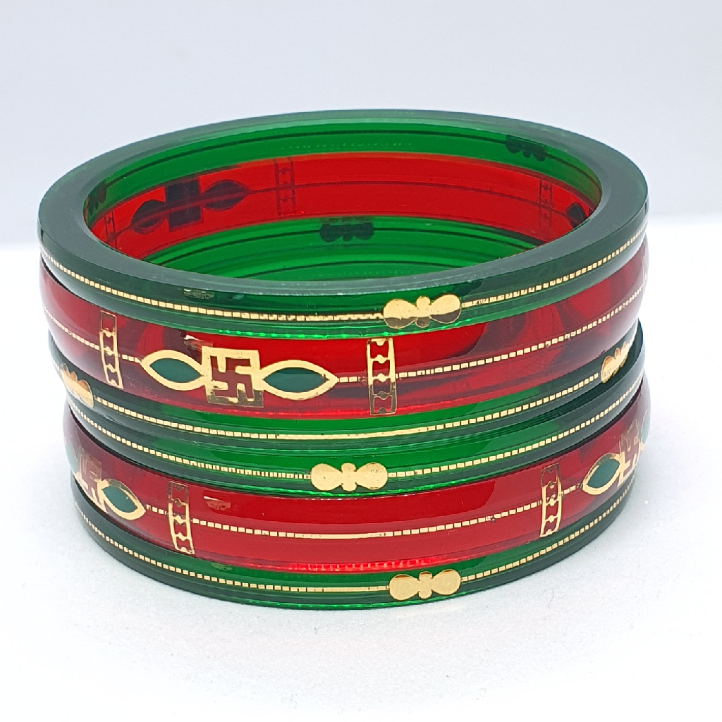 Gold Red And Green Fancy Chudi