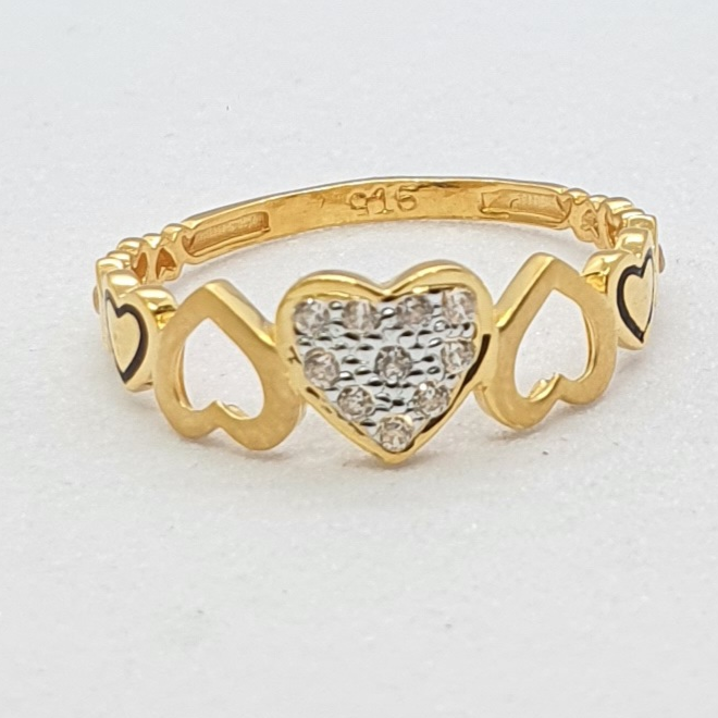 Gold 22.k Heart Shape Ladies Ring
