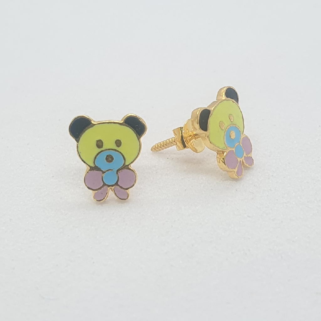 Gold Teddybear Fancy Earrings
