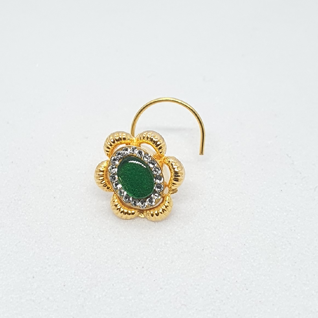 Gold Green Diamond Ladies Nose Pin