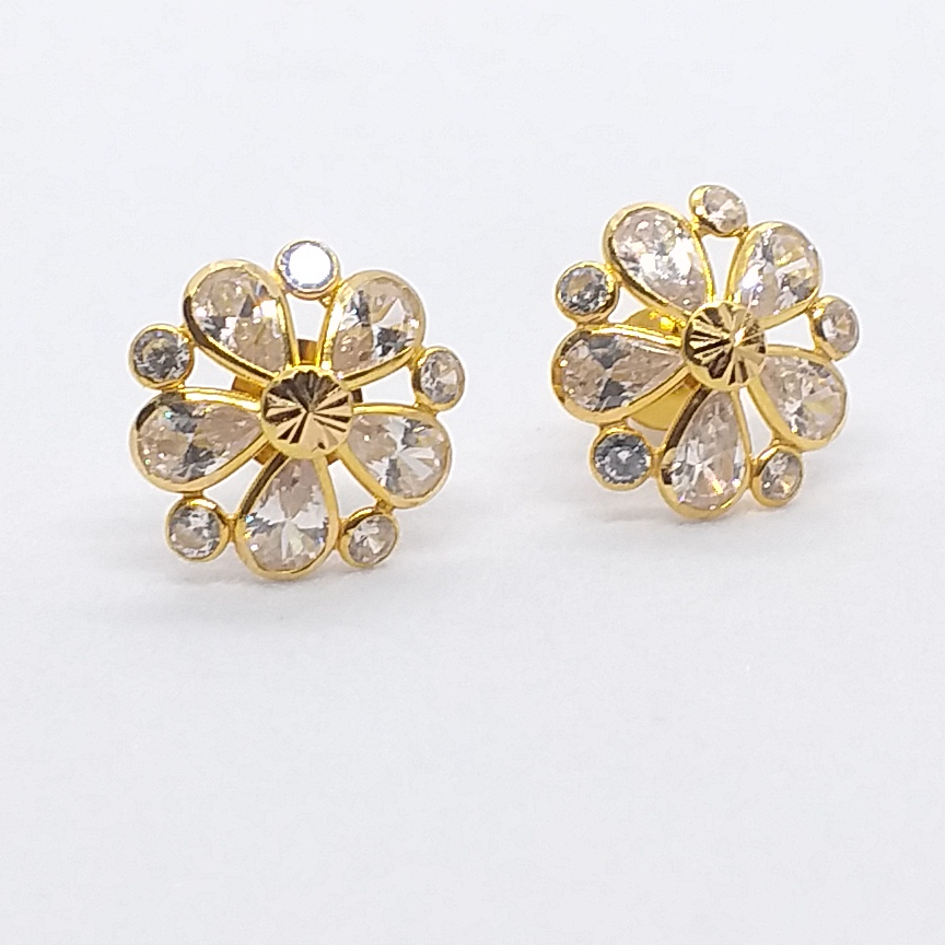18k Gold White Diamond Earrings