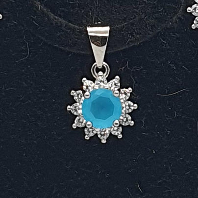 Silver 92.5 Light Blue Pendant Set - Image 2