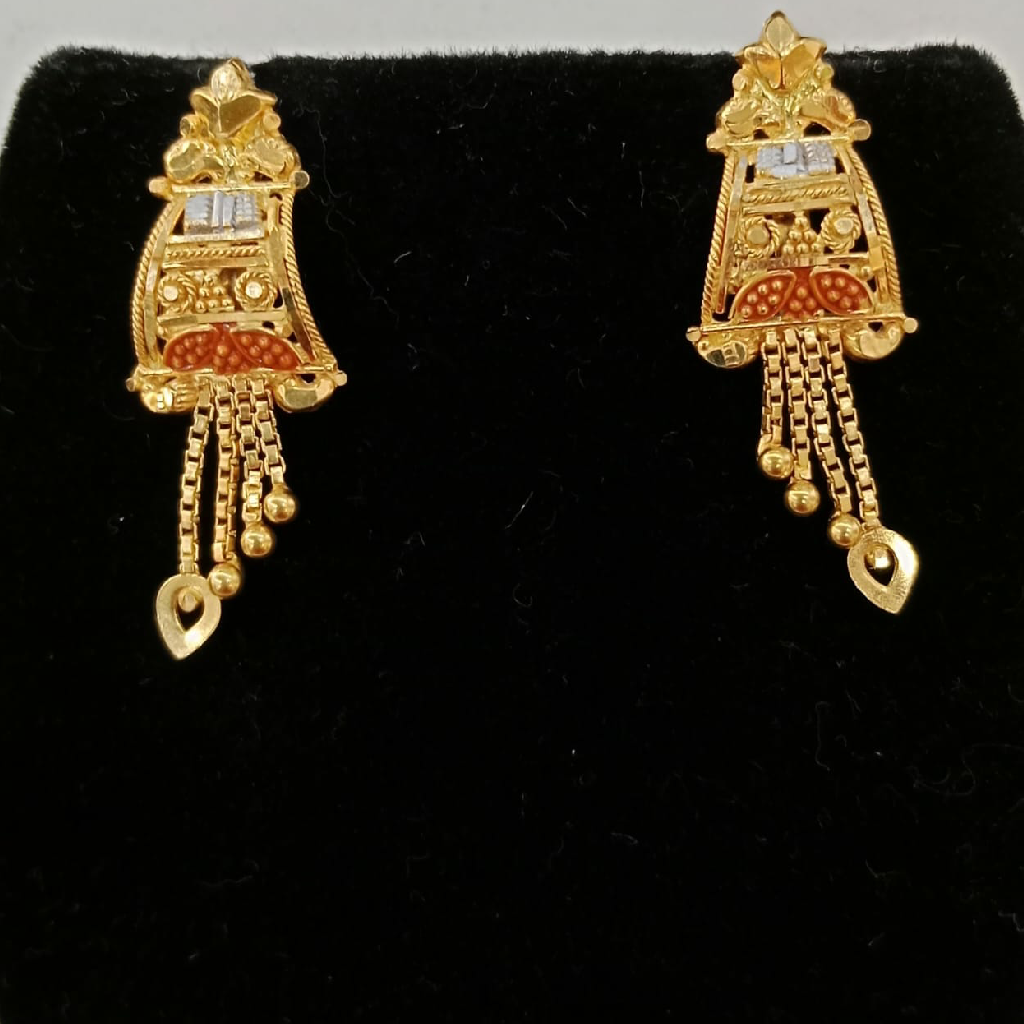 22k Gold Diamond Ladies Earrings