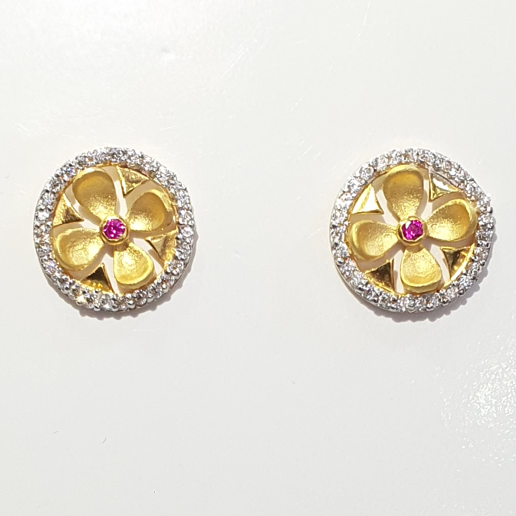 gold shape design diamond earrings